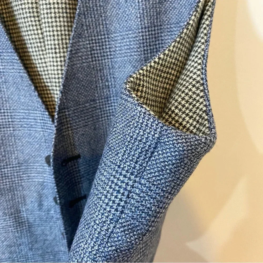 Tailored Blue Grey Formal Tweed Vest or Waistcoat